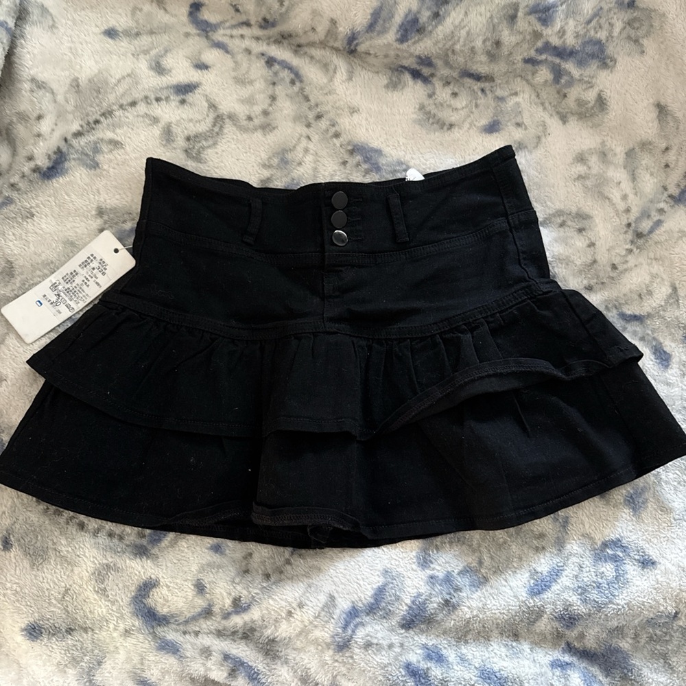 Black Ruffled Mini Skirt